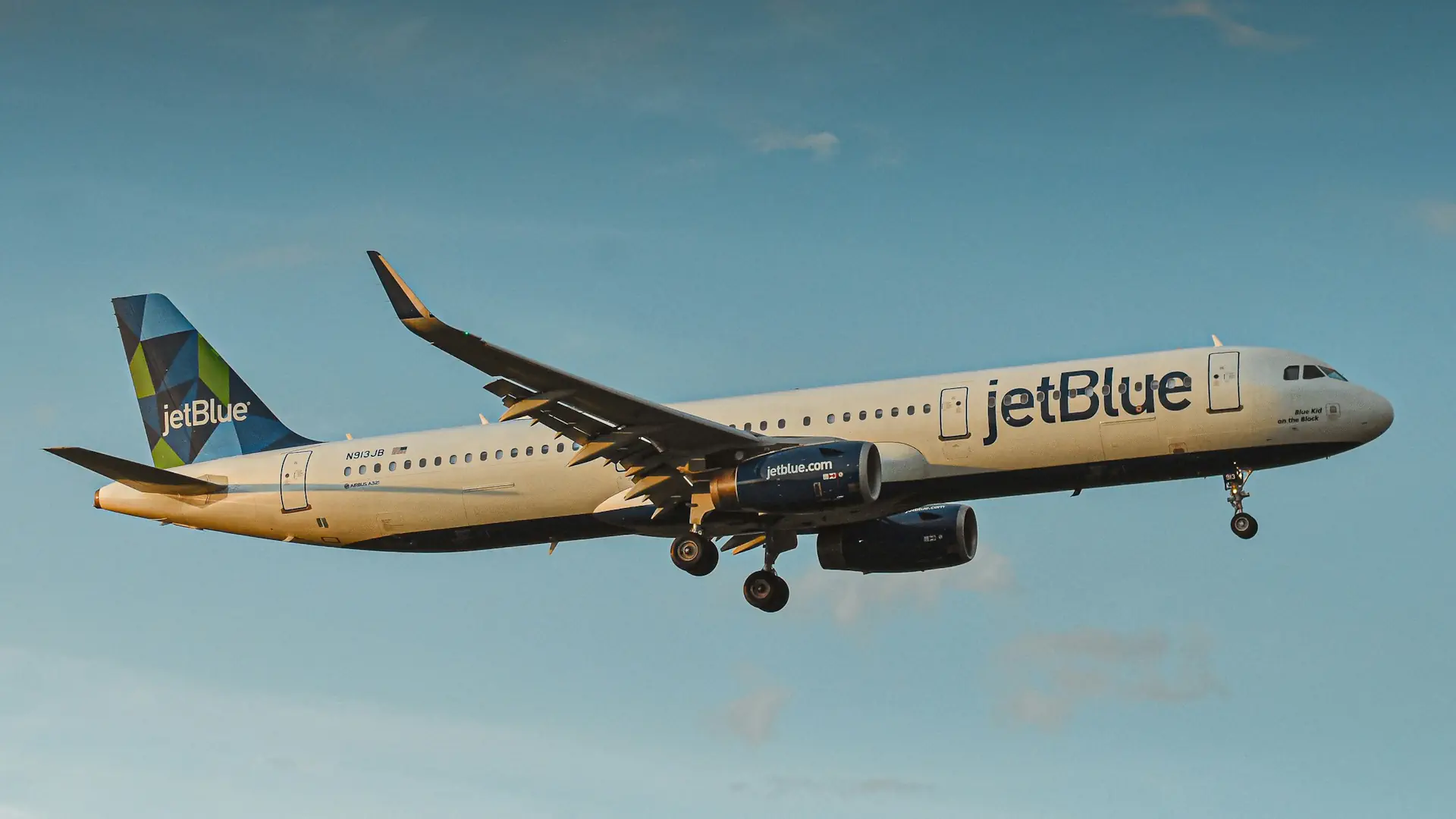 JetBlue aircraft in the air.